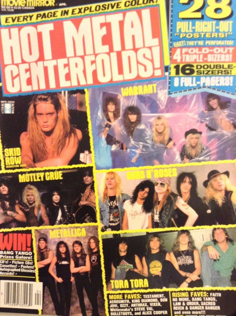 Hot Metal Centerfolds Skid Row Warrant April 1990 111717nonrh