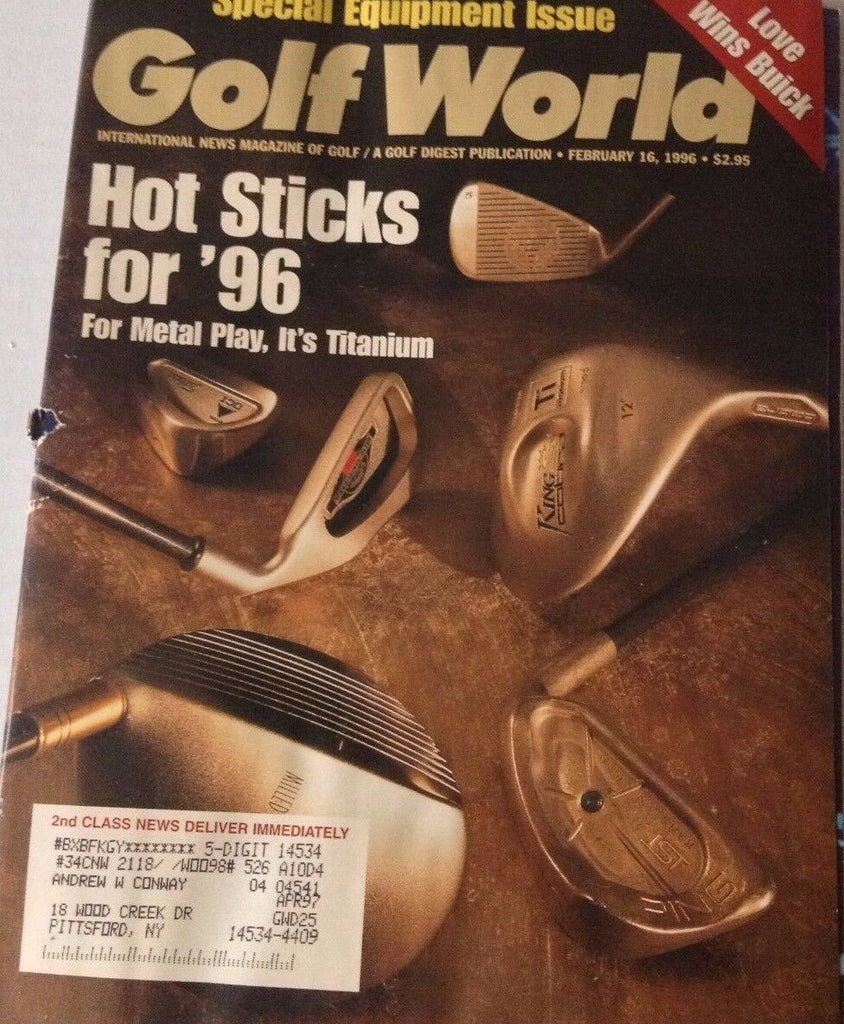 Golf World Magazine Special Equipment Issue February 16, 1996 072417nonrh