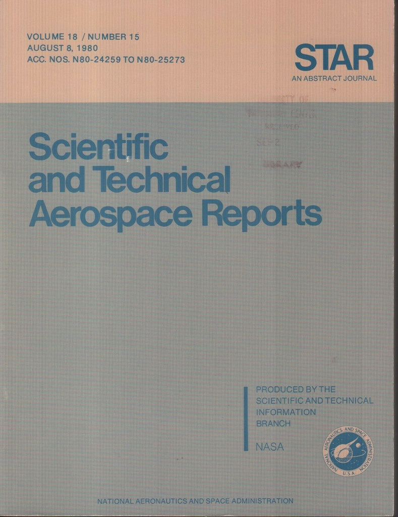 NASA STAR Volume 18 #15 August 8 1980 Abstract Journal Ex-FAA 121918AME2