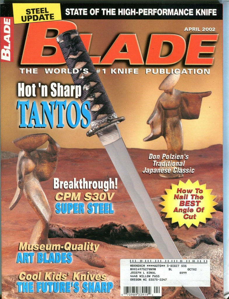 Blade Magazine April 2002 Don Polzien Tantos EX w/ML 101316jhe