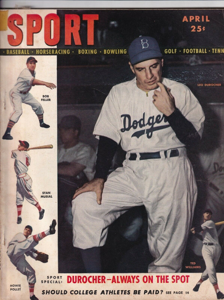 Sport Magazine Bob Feller Leo Durocher Stan Musial April 1947 NO ML 080519nonr