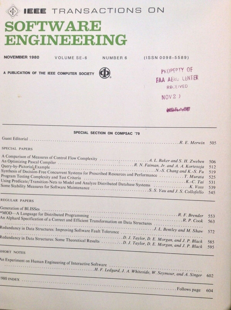 Software Engineering Magazine Comparison Of Measures November 1980 051218nonrh