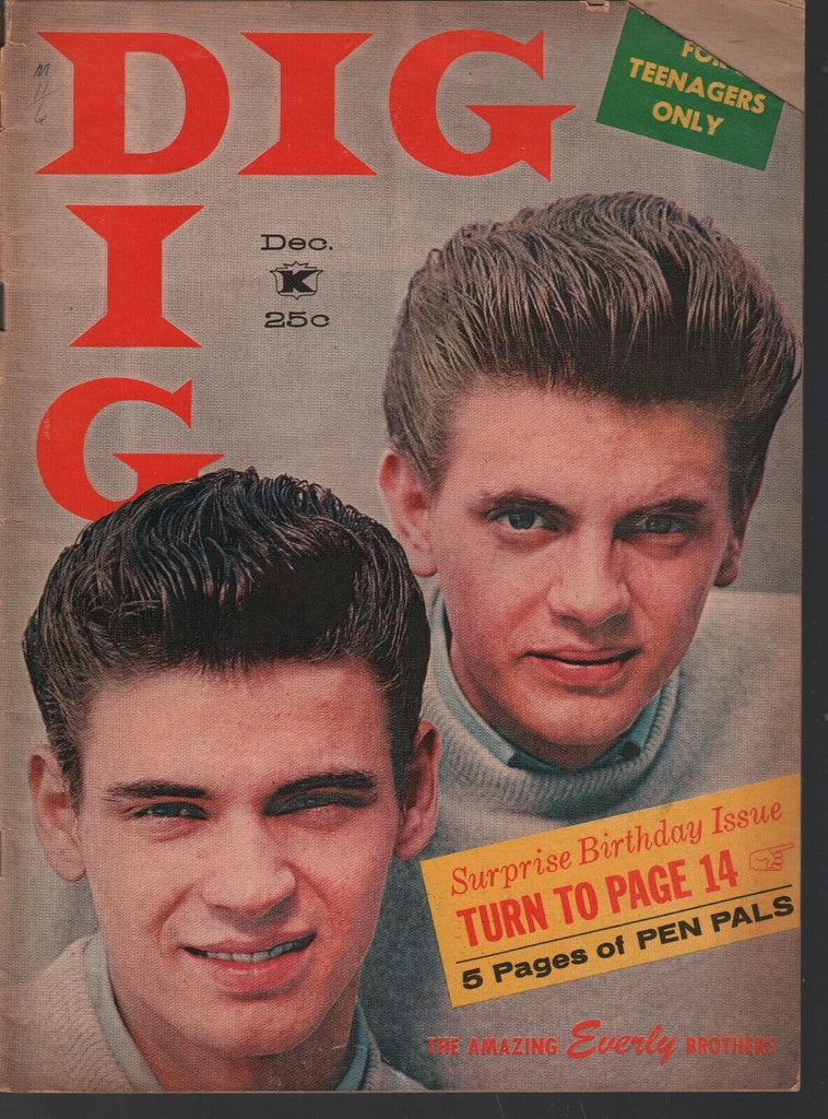 Dig Magazine for Teens December 1958 The Everly Brothers 082520AME