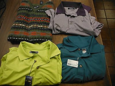 Golf Shirt Lot of 4 Pcs, 1 XL Vest, 2 NWT Shirts Size L Pebble Beach 091615ame2