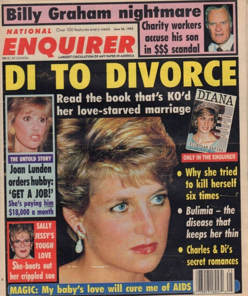 National Enquirer June 23 1992 Princess Diana Billy Graham Joan Lunden 020119DBE