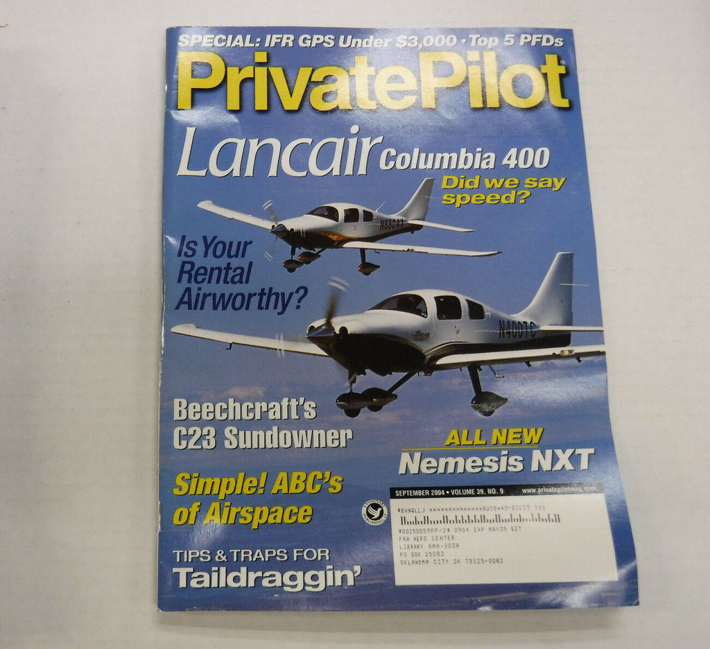 Private Pilot Magazine Lancair Columbia 400 September 2004 FAL FAA 110816R