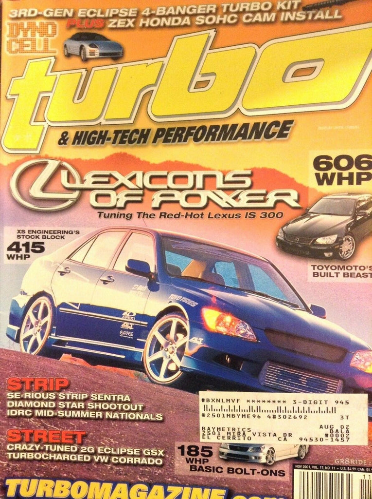 Turbo Magazine Lexicons Of Power & Toyomotoa's Beast November 2001 020118nonrh