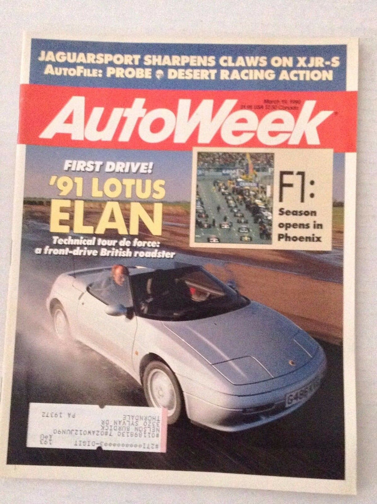 Autoweek Magazine '91 Lotus Elan Jaguarsport XJR-S March 19, 1990 020617RH
