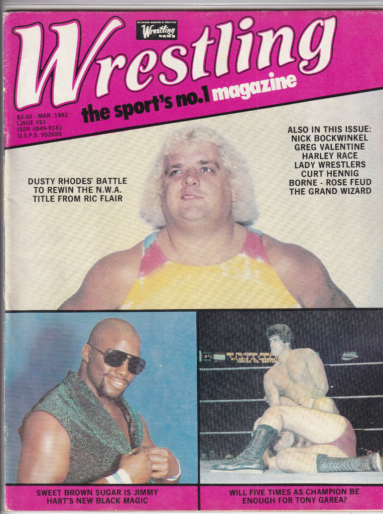 Wrestling News Magazine Dusty rhodes Nick Bockwinkel March 1982 052919nonr