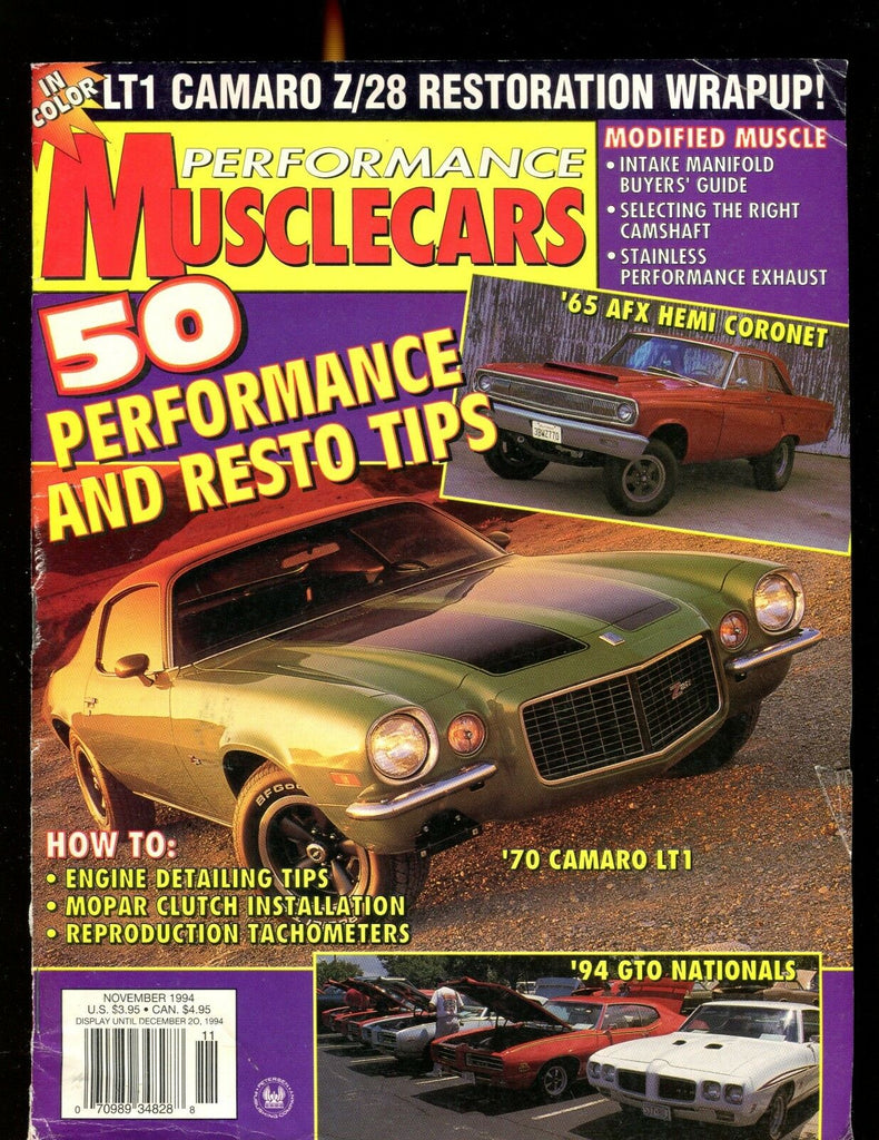 Performance Musclecars Magazine November 1994 EX No ML 012517jhe