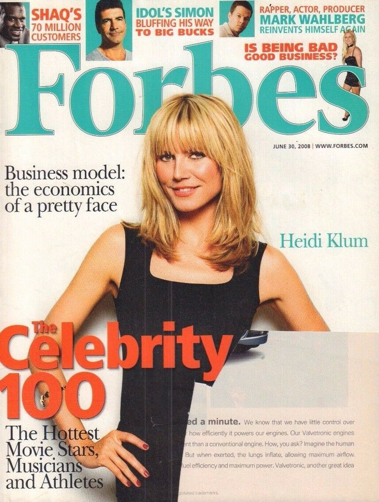 Forbes June 30 2008 Heidi Klum, Shaq, Simon Cowel, Mark Wahlberg 022017NONDBE