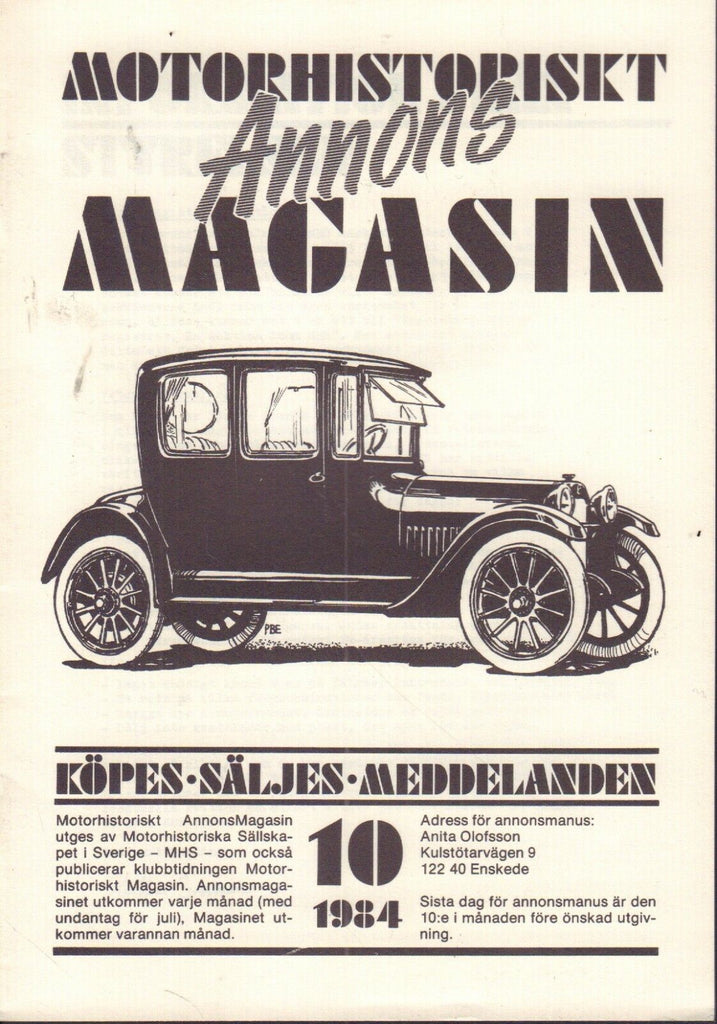Motorhistoriskt Magasin Annons Swedish Car Magazine 10 1984 Jaguar 032717nonDBE