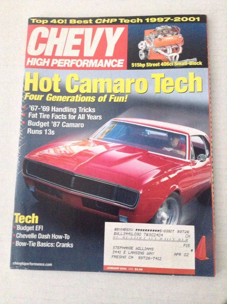 Chevy High Performance Magazine Camaro Tech Fat Tire January 2002 031417NONRH