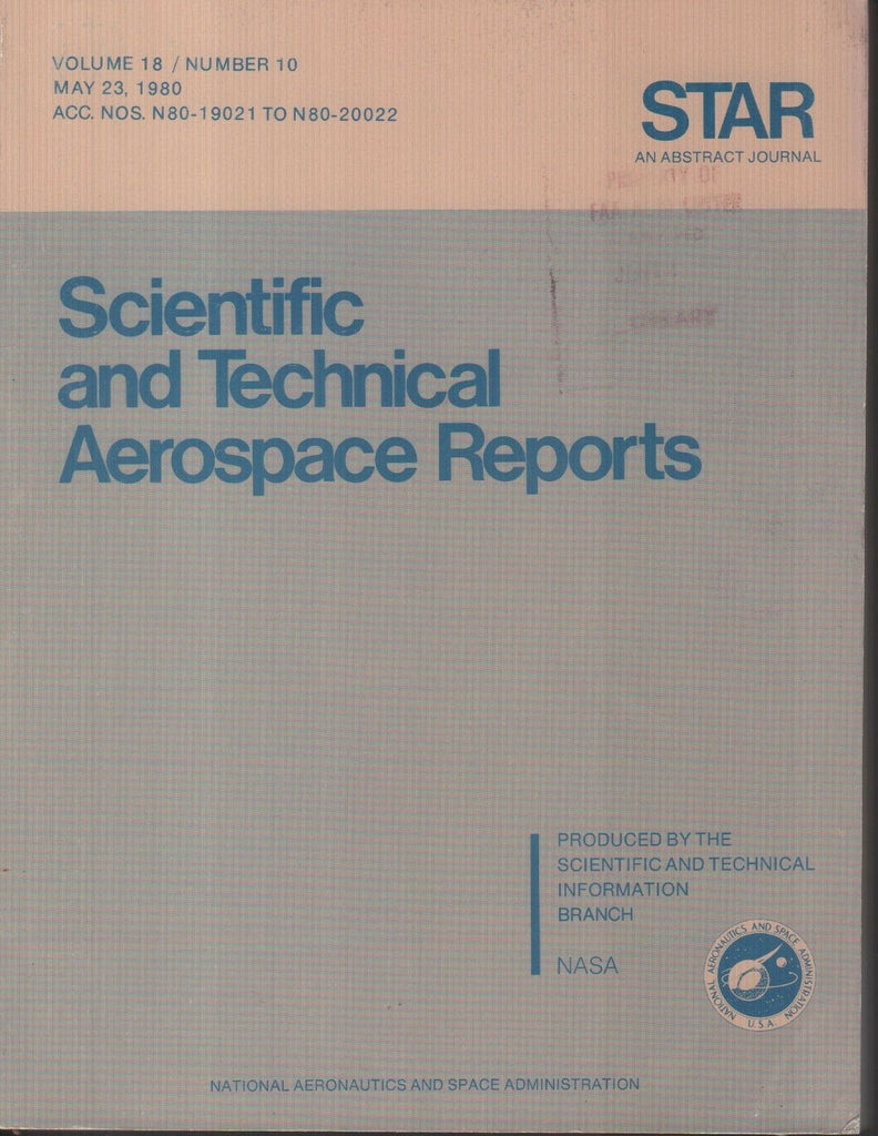 NASA STAR Volume 18 #10 May 23 1980 Abstract Journal Ex-FAA 121918AME2