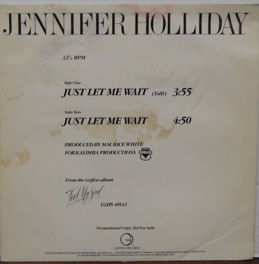 Jennifer Holliday Just Let me Wait 33RPM PROMO PRO-A-2104 102316LLE