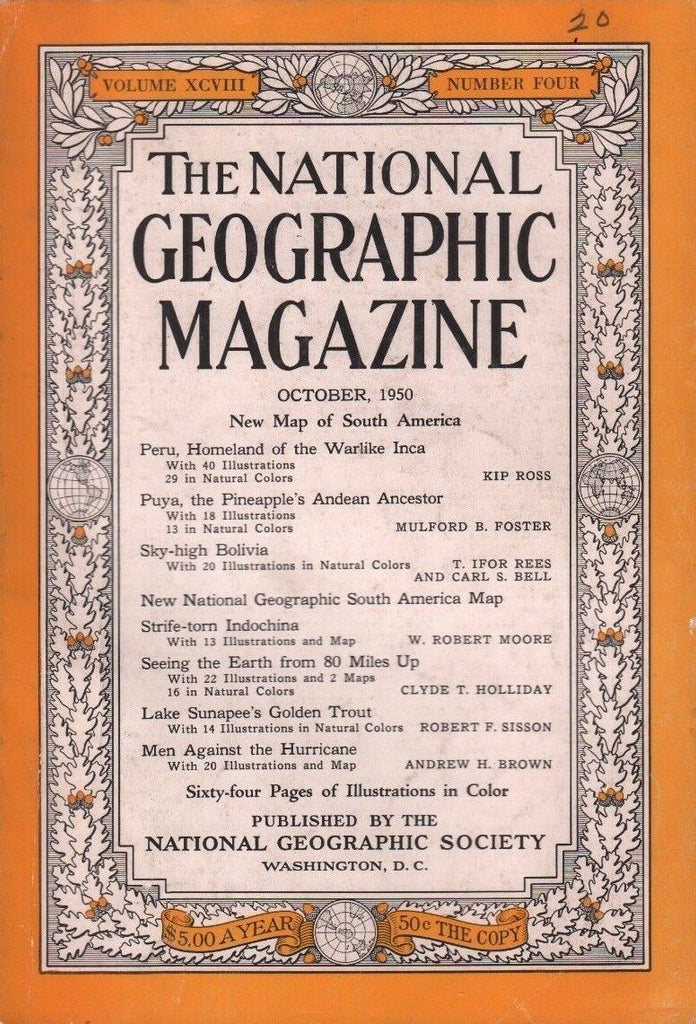 National Geographic October 1950 Sky-High Bolivia 020717DBE