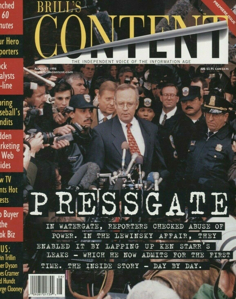 Brill's Content August 1998 Premiere Issue George Clooney Reed Hundt 021220DBE