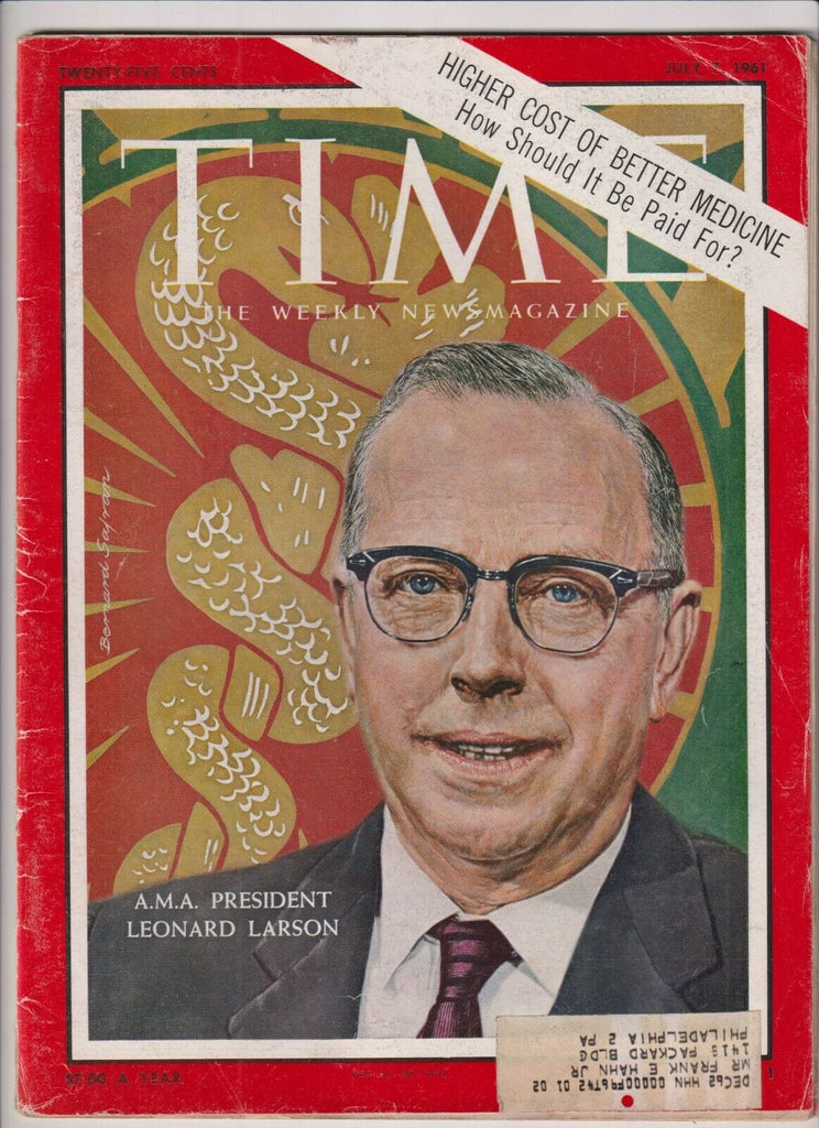 Time Magazine AMA President Leonard Larson July 7, 1961 110619nonr