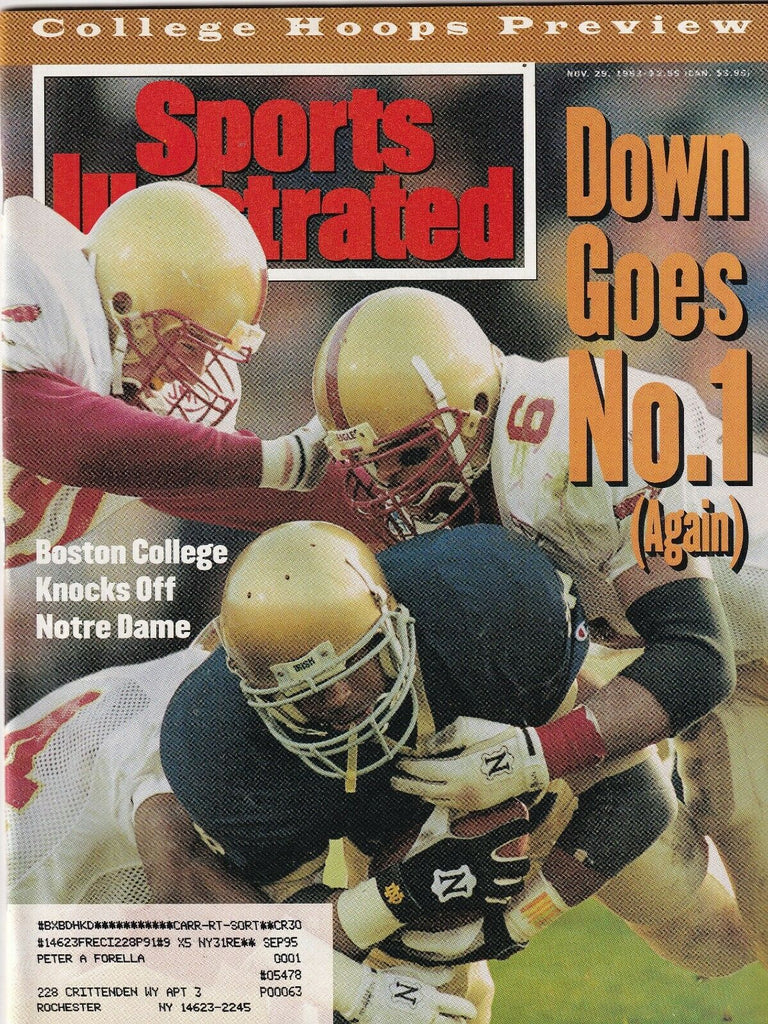 Sports Illustrated Boston College Knocks Notre Dame November 29 1993 091719nonr