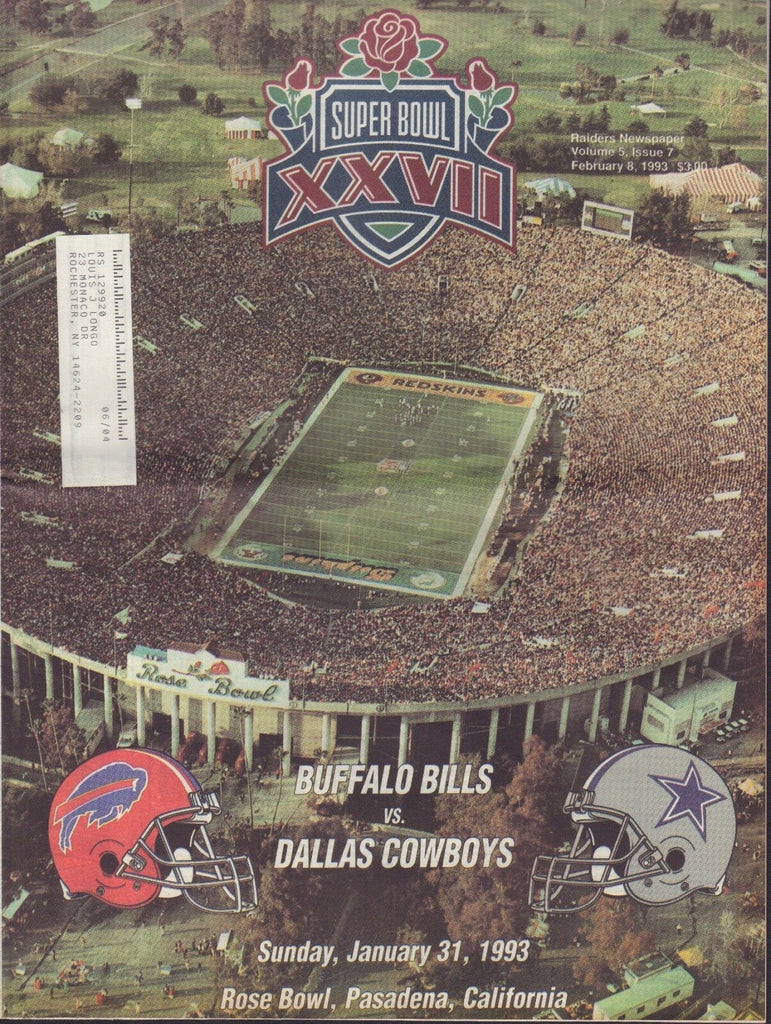Los Angeles Raiders Newspaper February 8 1993 Super Bowl XXVII 081417nonjhe