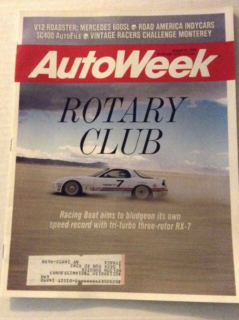 Autoweek Magazine Magazine Tri Turbo Three Rotor RX-7 August 31, 1992 011717RH
