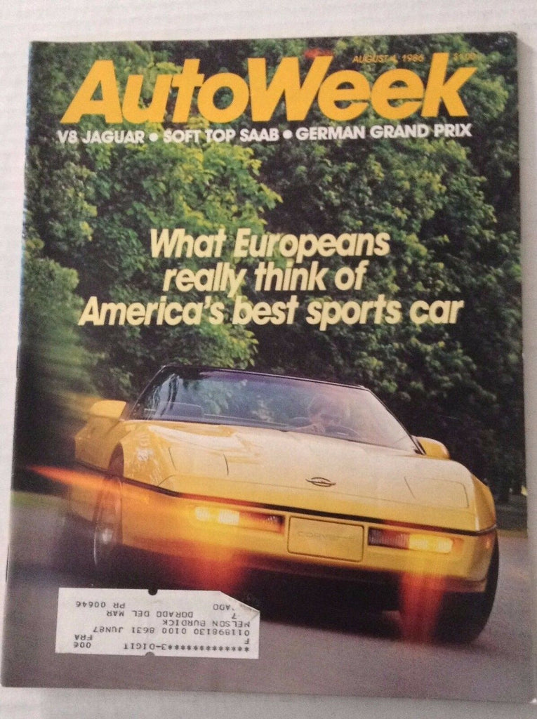 Autoweek Magazine European Sports Cars Corvettes August 4, 1986 011617RH