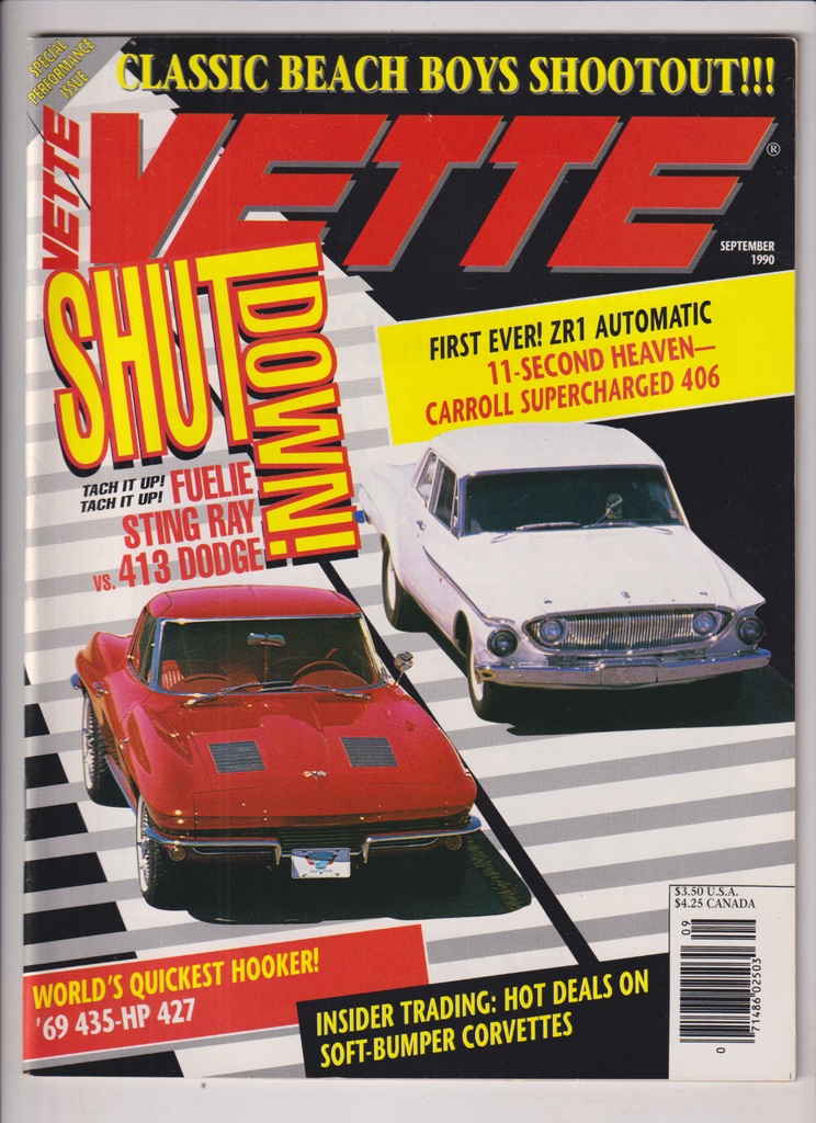 Vette Mag Fuelie Stingray vs 413 Dodge & Carroll 406 September 1990 122719nonr