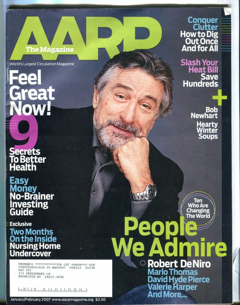 AARP Magazine Jan./Feb. 2007 Robert Deniro EX w/ML 022817nonjhe