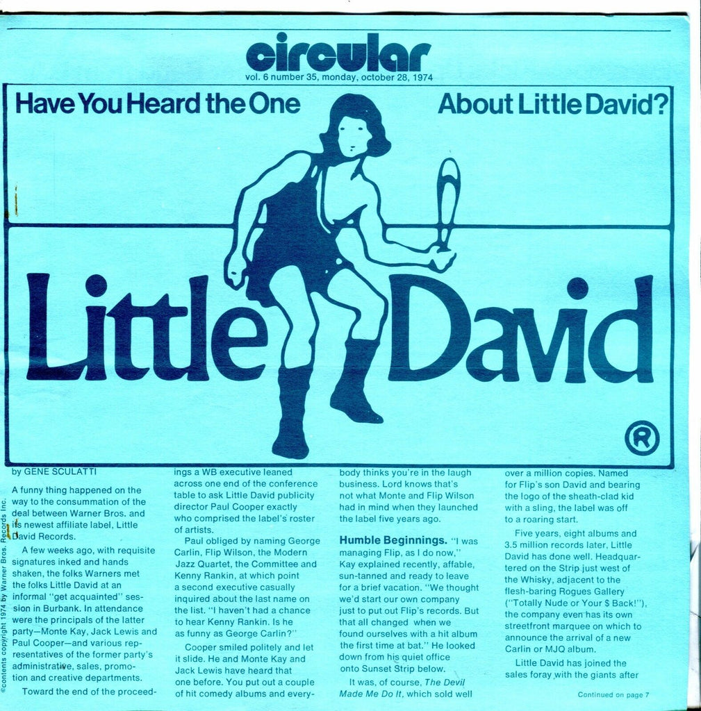 Circular Music Magazine October 28 1974 Little David Records EX 021917jhe