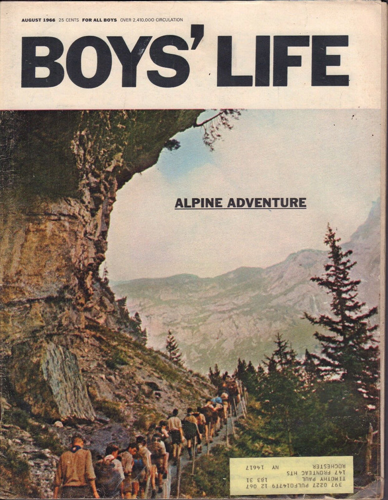 Boy's Life August 1966 Alpine Adventure w/ML 011617DBE