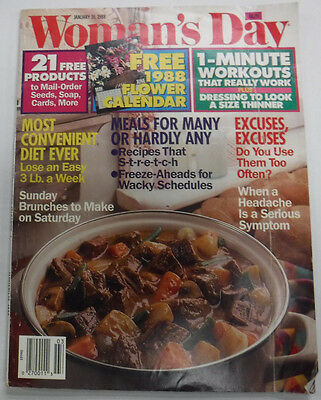 Woman's Day Magazine Meals For Many Or Hardly Any January 1988 081815R