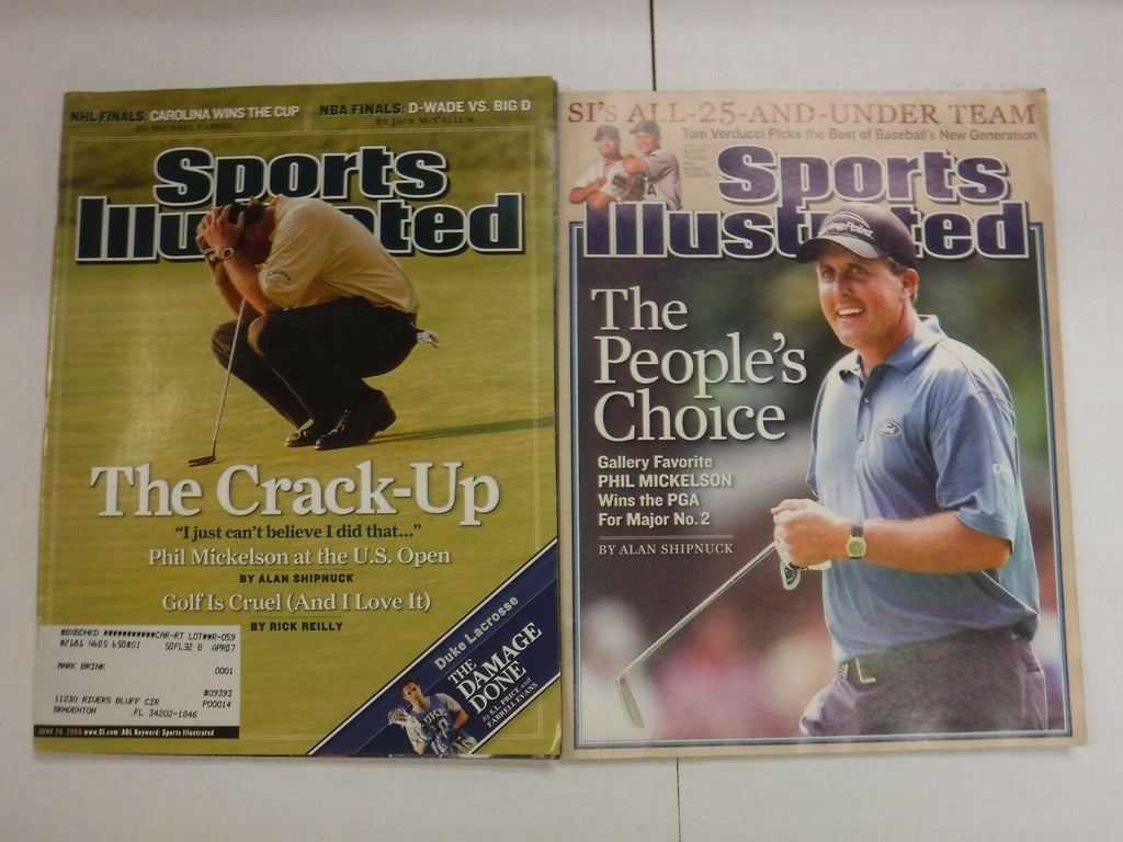Sports Illustrated Magazine Lot Of 2 Phil Mickelson EX w/ML's 092116jhe