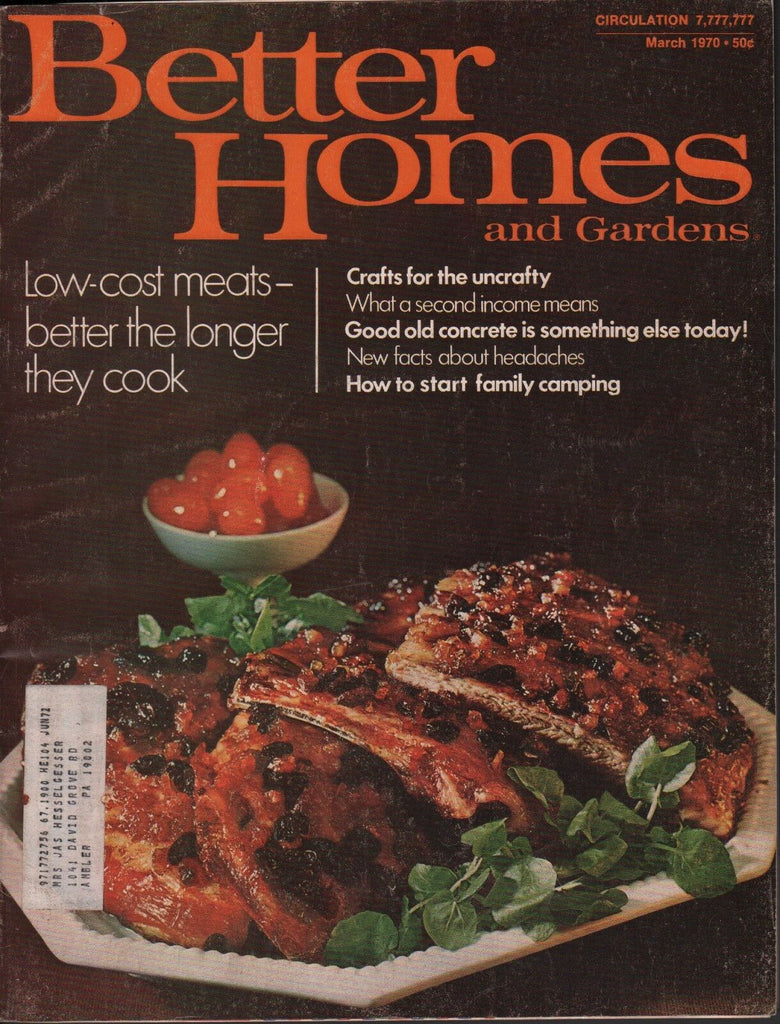 Better Homes And Gardens March 1970 Meats, Crafts, Concrete 072617nonDBE2