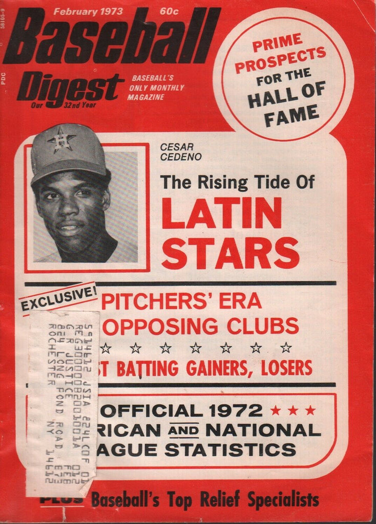 Baseball Digest February 1973 Cesar Cedeno Houston Astros 101618ame