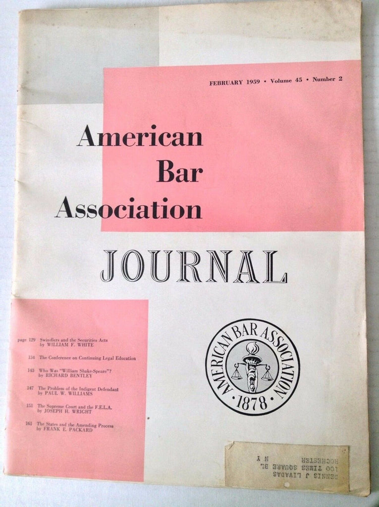 American Bar Association Magaizne Swindlers Security February 1959 081117nonrh