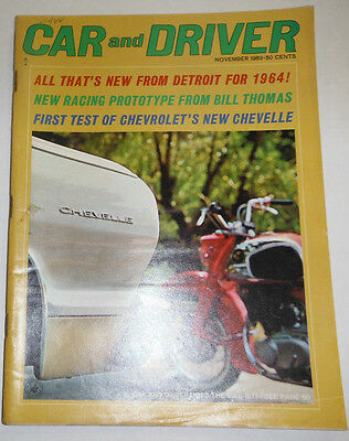 Car And Driver Magazine Bill Thomas & New Chevelle November 1963 NO ML 091214R