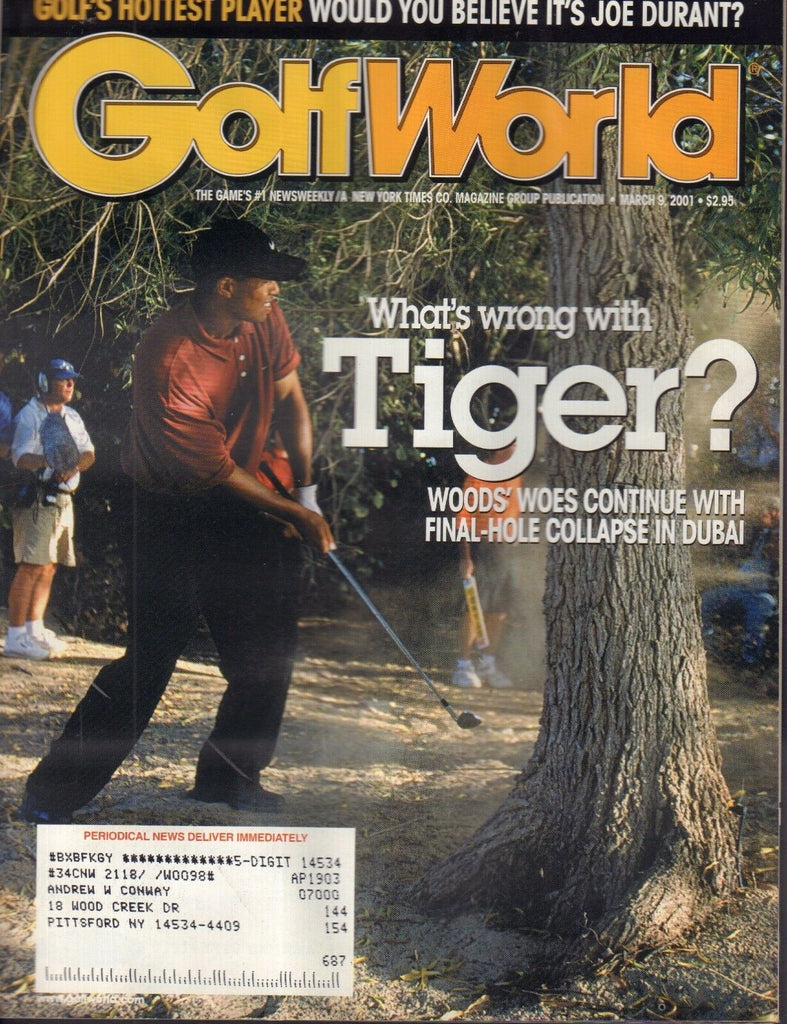 Golf World Magazine March 9 2001 Tiger Woods Joe Durant 072417nonjhe