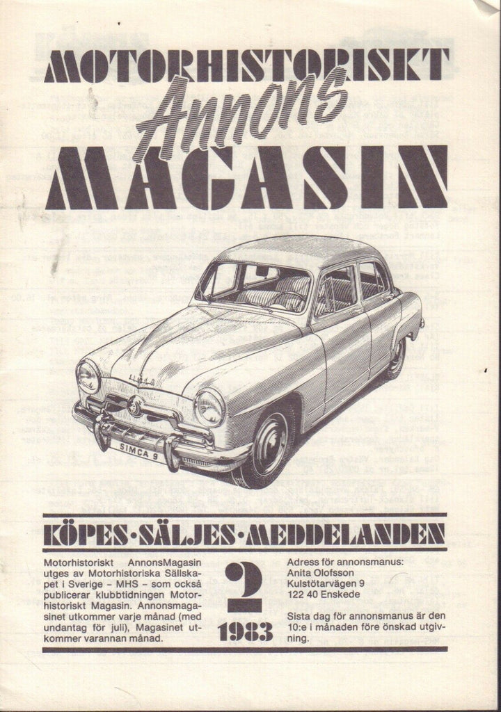 Motorhistoriskt Magasin Annons Swedish Car Magazine 2 1983 Chevy 032717nonDBE