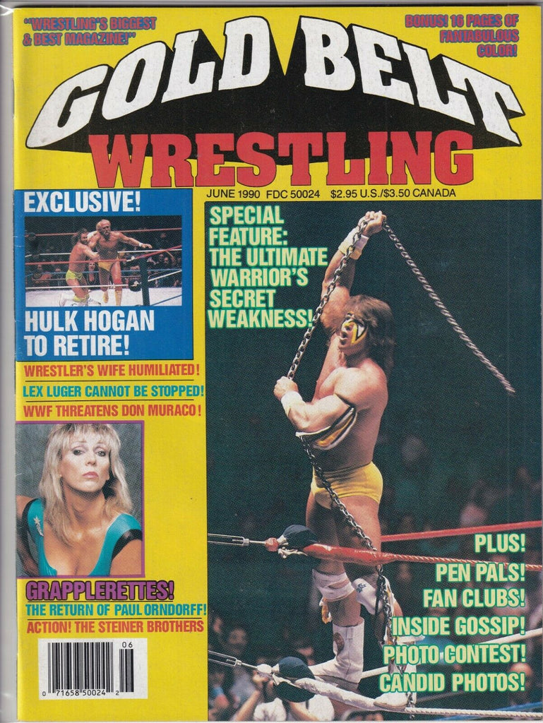 Gold Belt Wrestling Ultimate Warrior Hulk Hogan June 1990 092319nonr