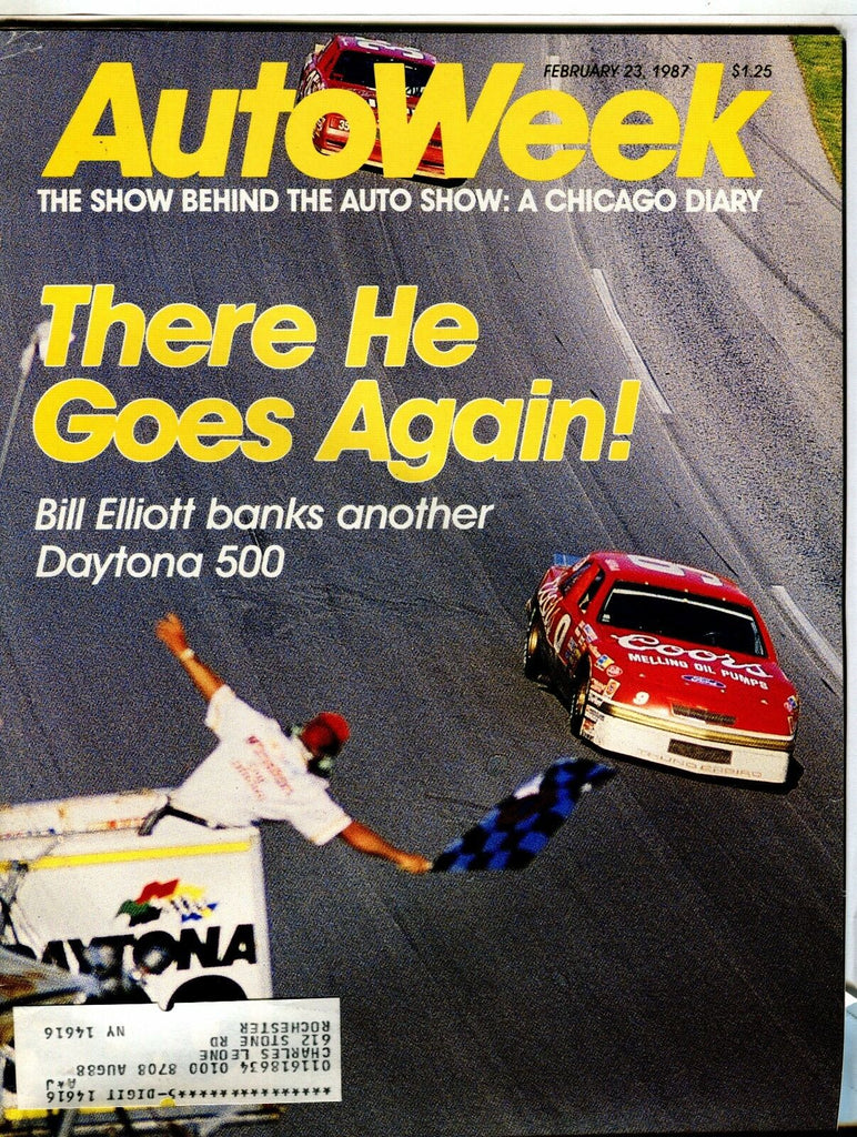 AutoWeek Magazine February 23 1987 BIll Elliott EX w/ML 021617jhe