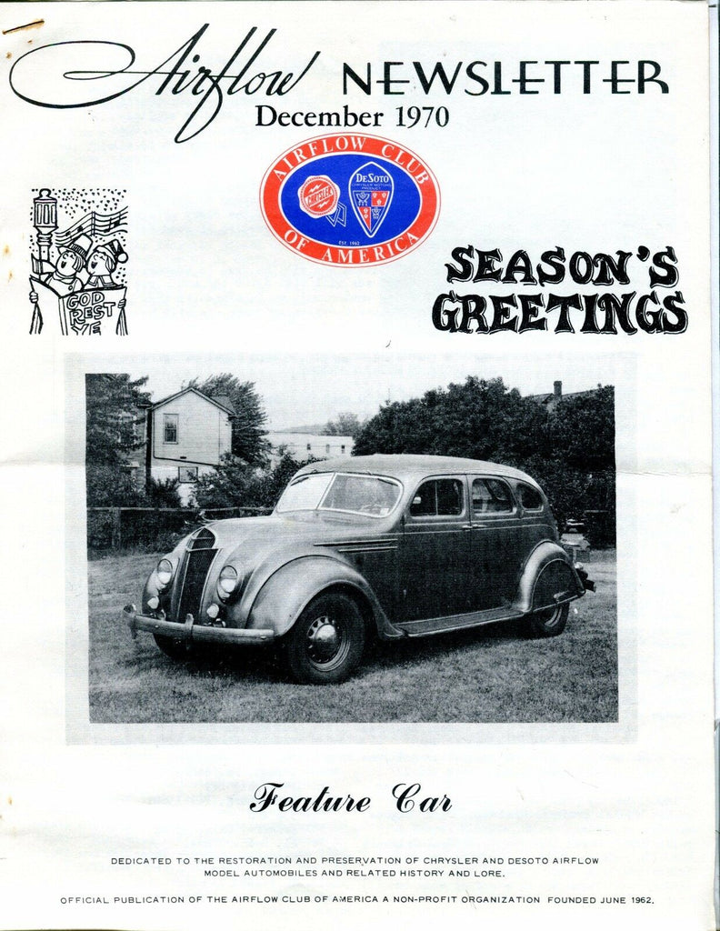 Airflow Newsletter December 1970 Season's Greetings EX No ML 030917nonjhe