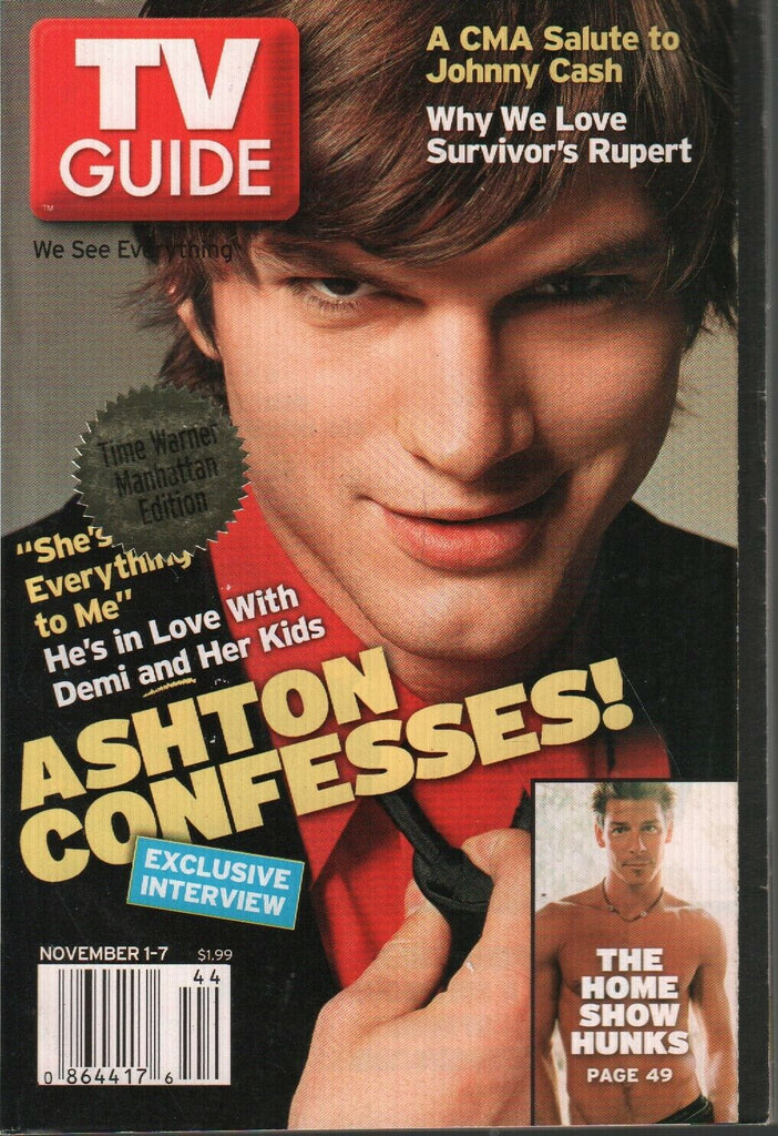 TV Guide TW Manhattan Edition Nov 1 2003 Ashton Kutcher Johnny Cash 022120AME
