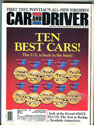 Car And Driver Magazine January 1993 Ten Best Cars! EX 022216jhe