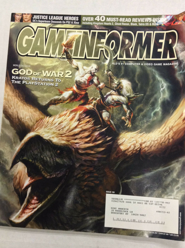 Gameinformer Magazine God Of War 2 April 2006 Issue 156 020117RH