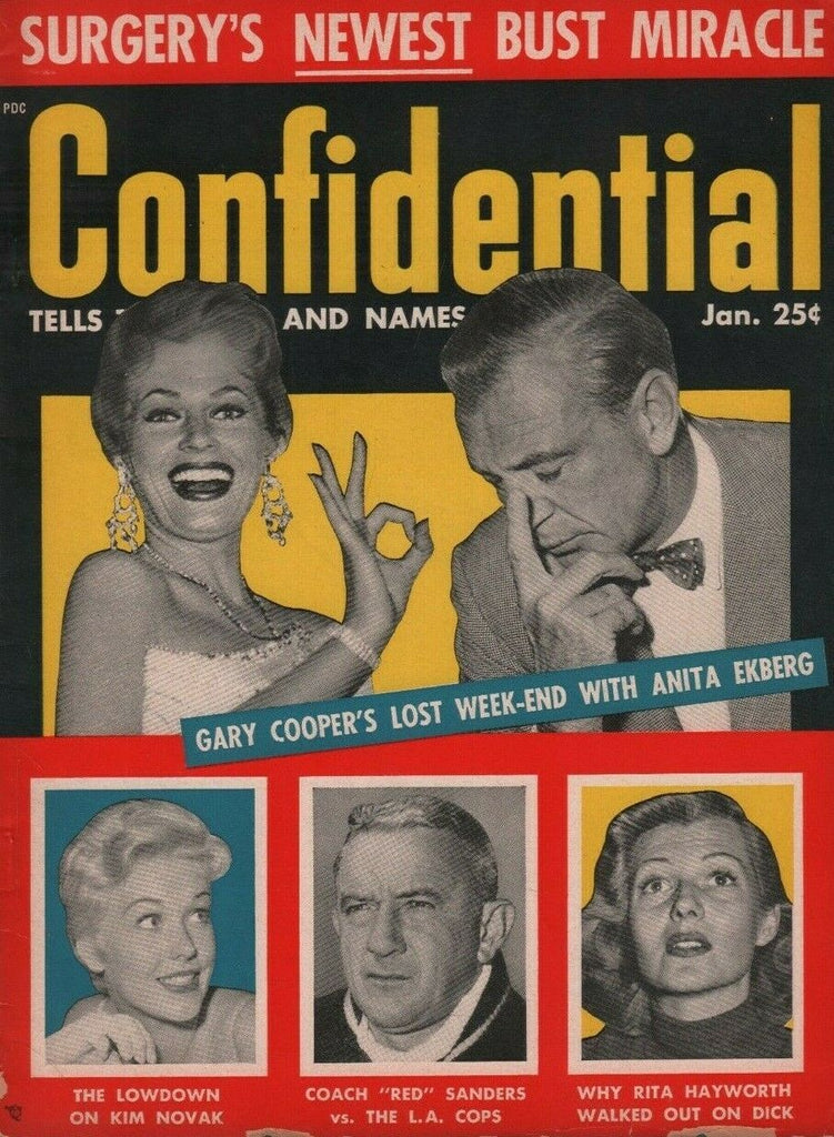 Confidential January 1956 Gary Cooper Anita Ekberg Rita Hayworth 070519DBE2