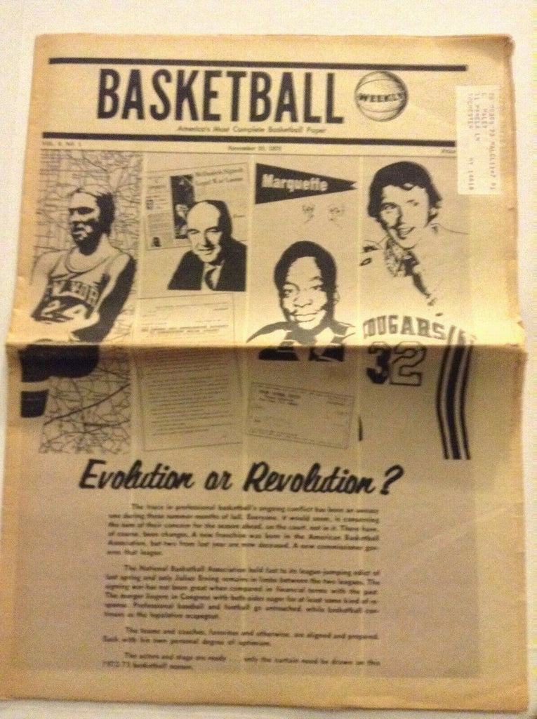 Basketball Weekly Marquette Julius Erving November 21, 1972 091119nonrh