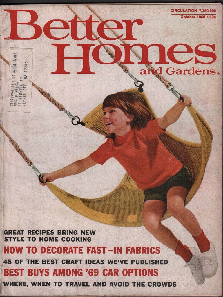 Better Homes & Gardens October 1968 Decorate Fast, Among '69 Cars 072717nonDBE