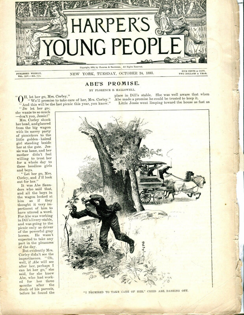 Harper's Young People Magazine October 24 1893 Abe's Promise ACC 042417nonjhe