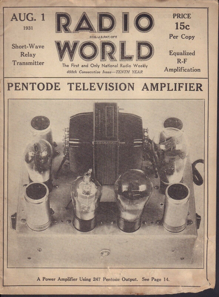 Radio World Magazine August 1 1931 Television Amplifier 103117nonjhe