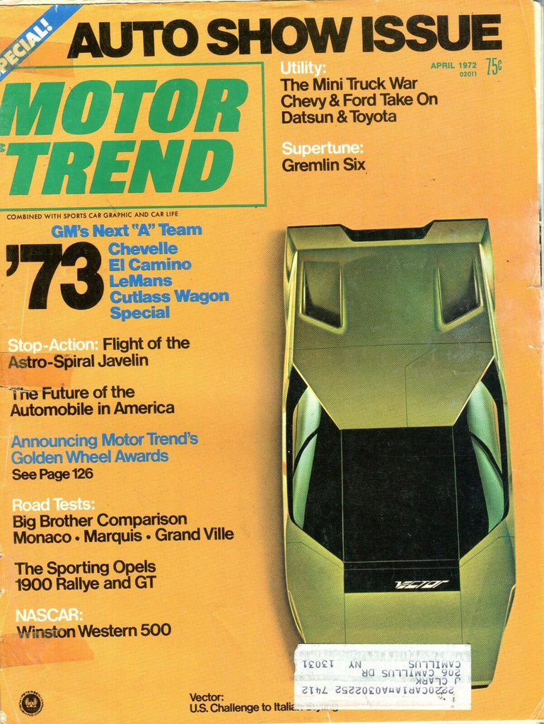 Motor Trend Magazine April 1972 Gremlin SIx ACC w/ML 091916jhe